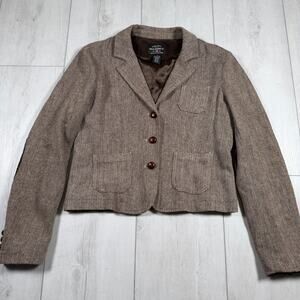 Vintage Ralph Lauren Polo Jeans Co Women’s Brown Wool Blend Tweed Blazer Large